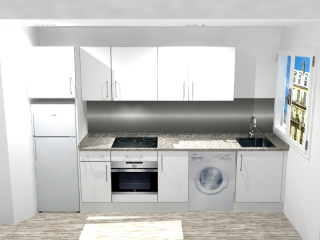 Cuisine Paris 11e avec plan en granit blancofino